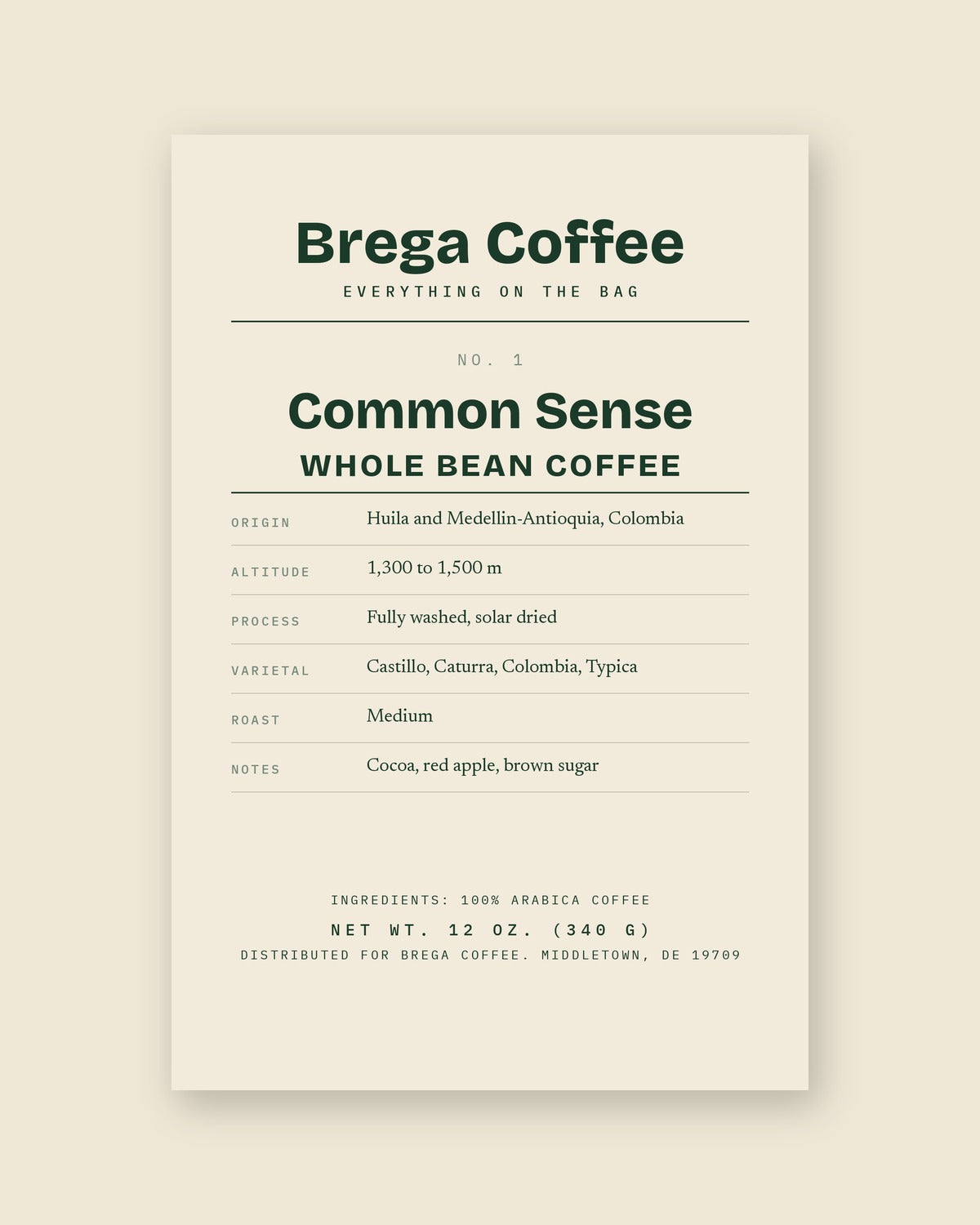 No. 1 Common Sense · front label