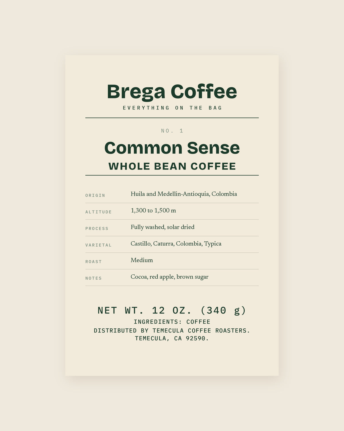No. 1 Common Sense — front label